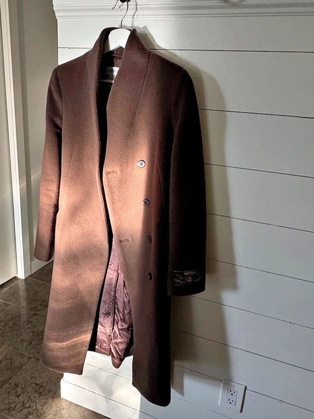 Aritzia The Heirloom Coat Wool Cashmere Coat Brown Size Small